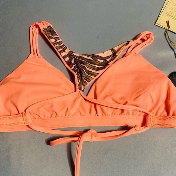 Maaji Pink and Purple Bikini Top with Tropical Print - Picture 6 of 9